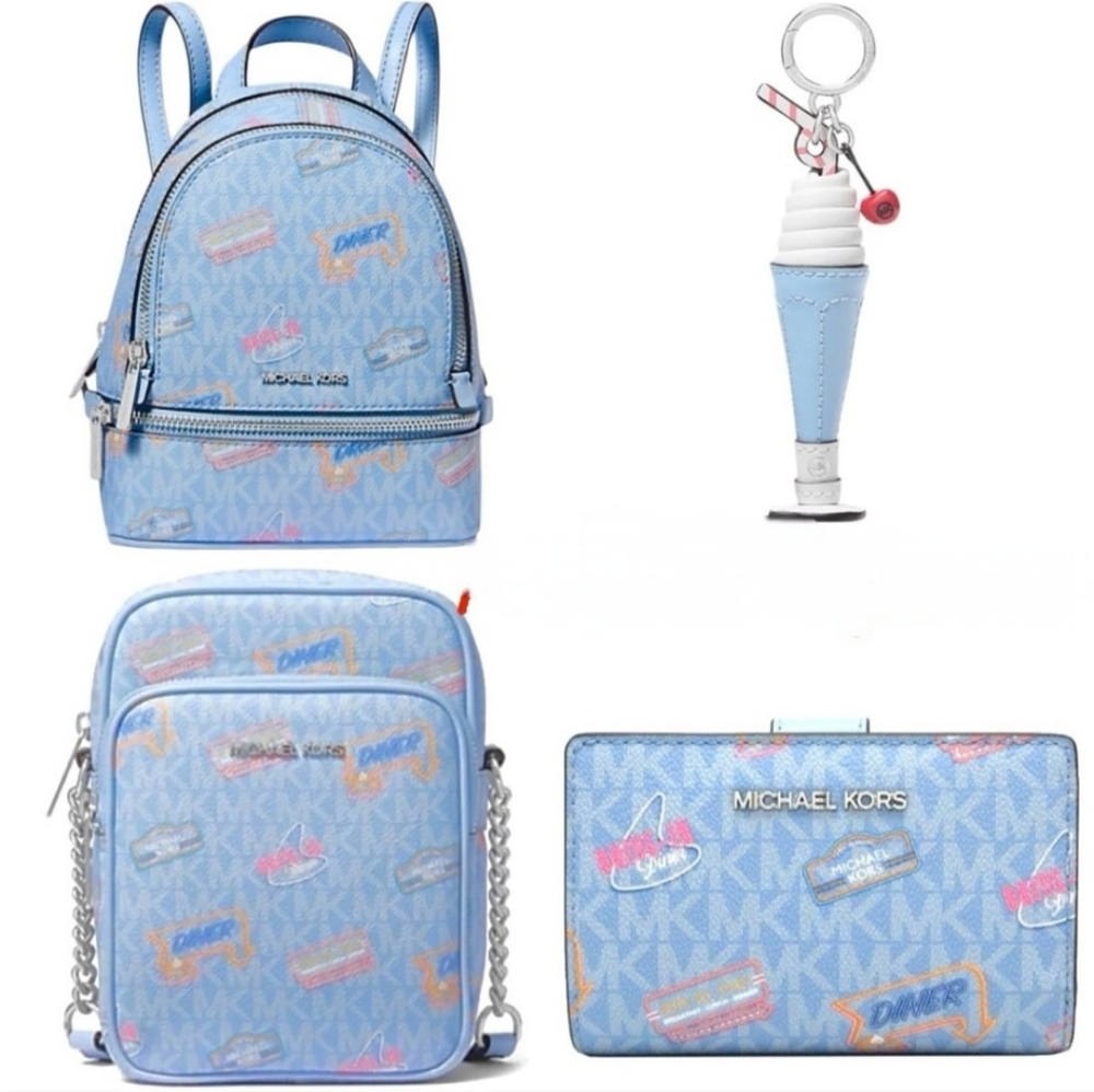 NWT Michael Kors Light Blue 4 Piece Bag Set